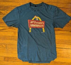 McDonalds Apparel Retro Employee Uniform T Shirt Mens S Blue Graphic Print